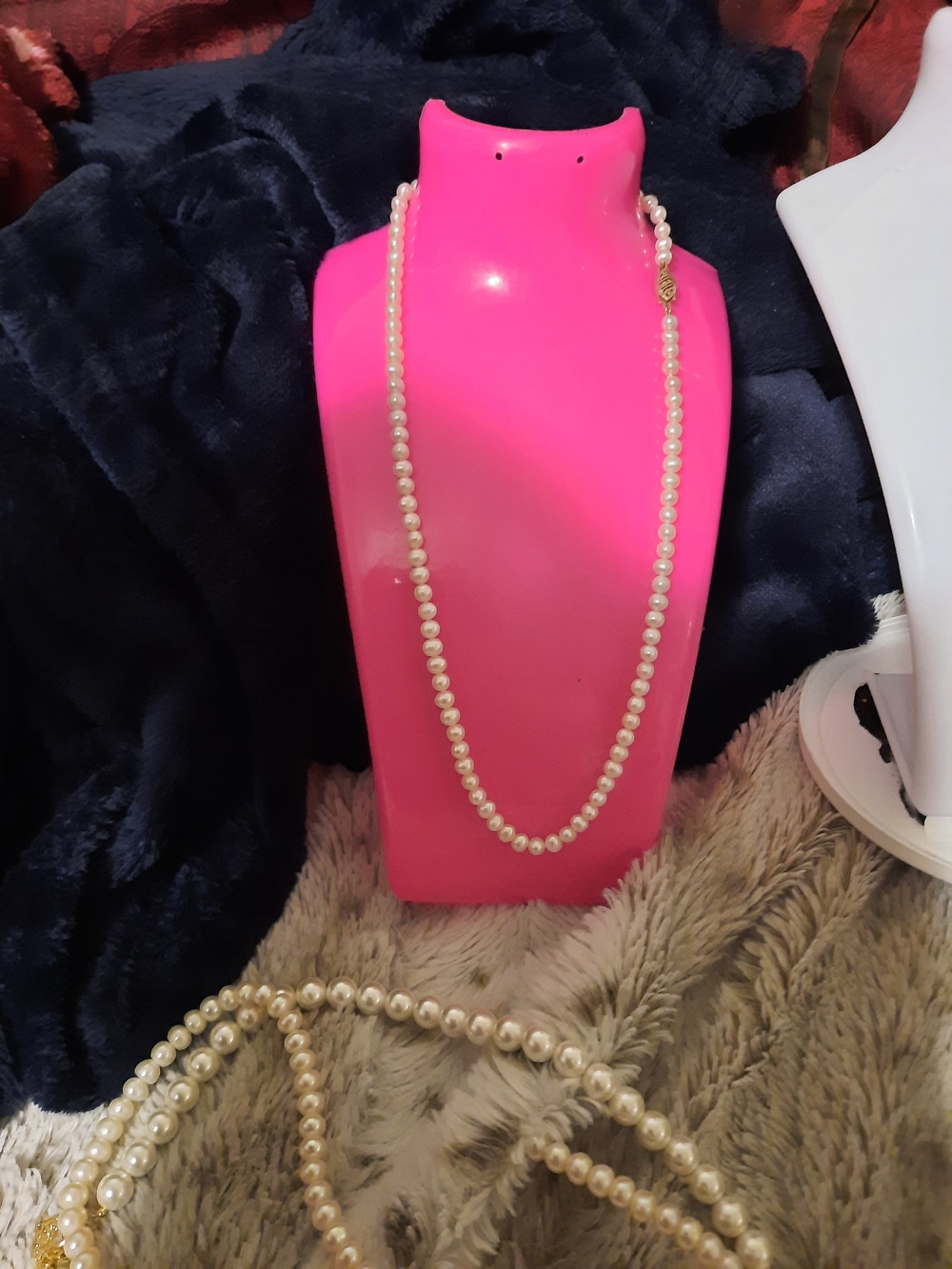 Solid 14K Yellow Gold Genuine REAL Classic Cream Pearl Necklace 18" Gift Boxed